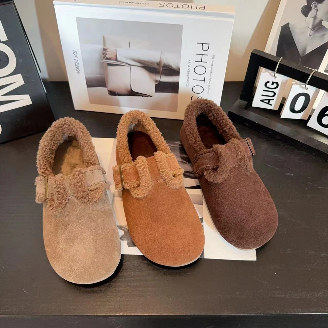 0918新款加绒加棉舒适百搭软底边扣博肯鞋