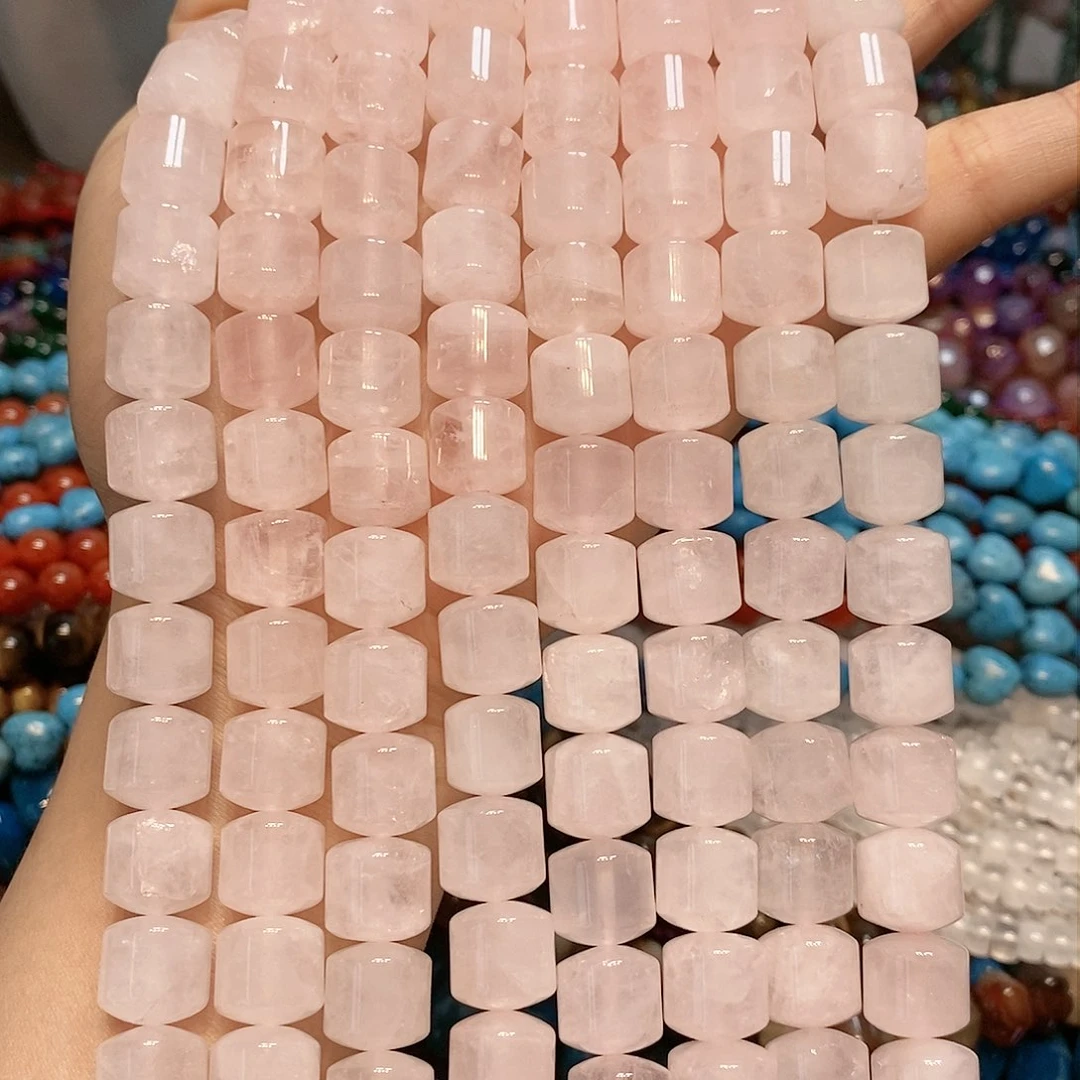 玛瑙/玉髓散珠天然粉晶12✖️12mm圆柱一条