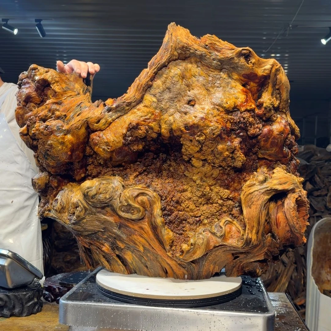 海***）木王一刀琥珀木摆件152