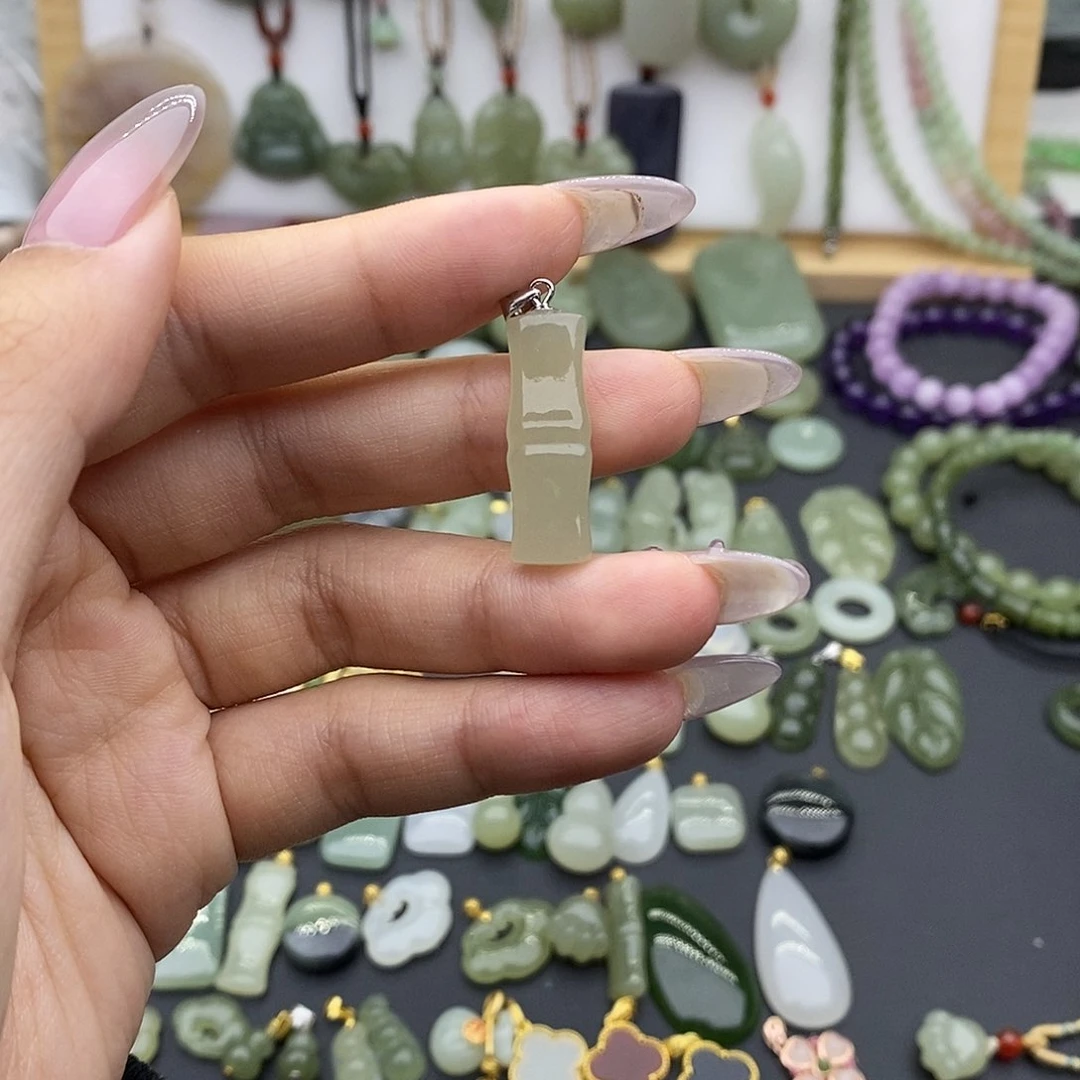 和田玉吊坠(不含链)银S925镶嵌