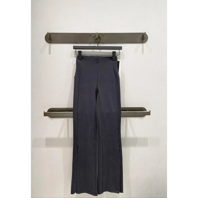 Big chili  坑条文直筒拉链开叉裤 运动休闲百搭长裤