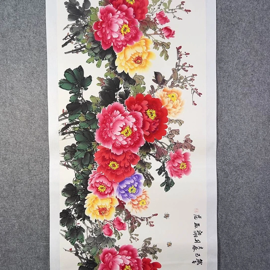 国画360 牡丹之花之叶的颜色与花色