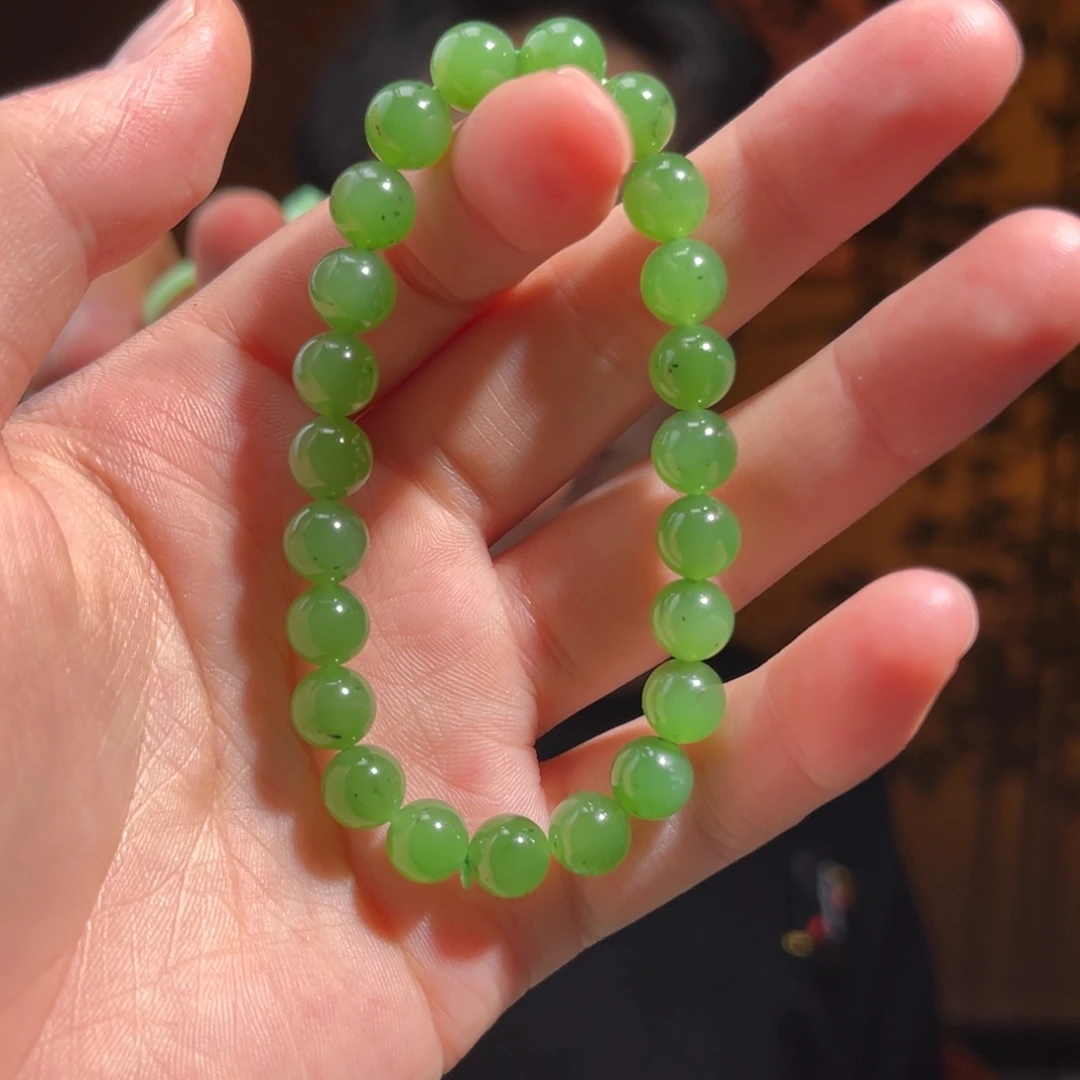 手串未镶嵌和田玉碧玉爆米花8mm215