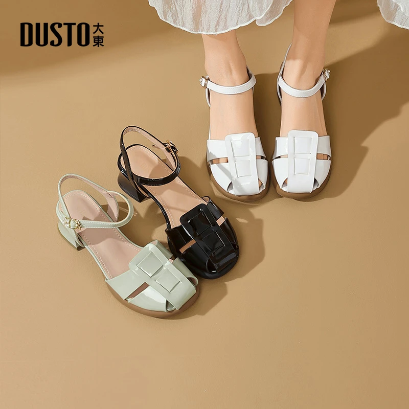 大东森系复古一字带包头凉鞋女2025新款外穿夏季鞋子女高跟鞋0021