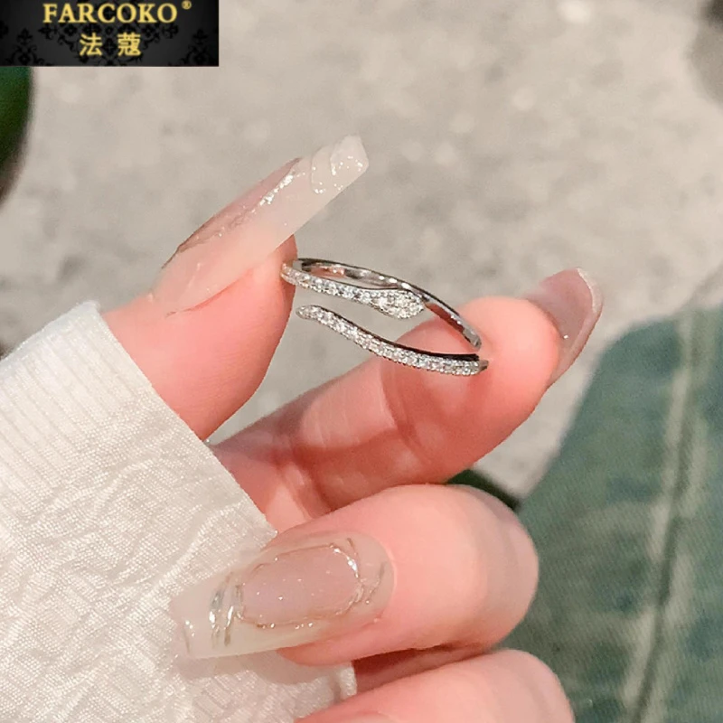 法蔻小灵蛇素圈戒指女款轻奢高级感情人节双12礼物送女友