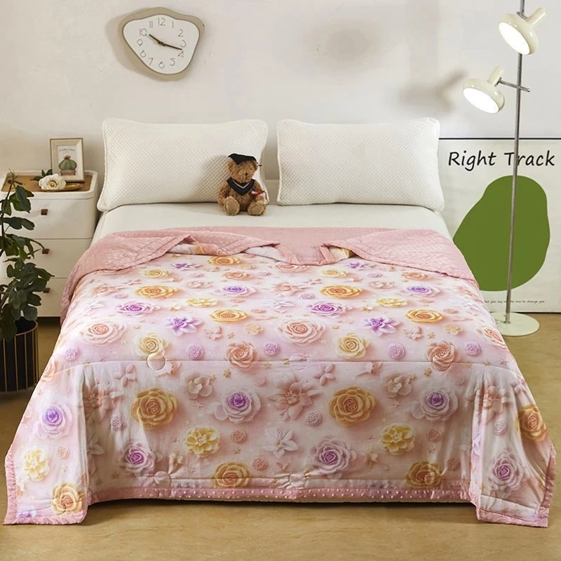 新款5D凉感冰豆豆夏被空调被印花凉感丝夏凉被单双人学生宿舍薄被