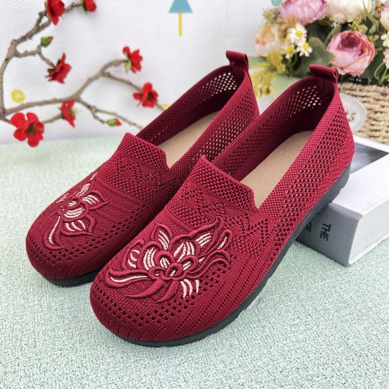 优雅款式夏季布鞋防滑软底妈妈一脚蹬柔软舒适轻便软底平底休闲鞋