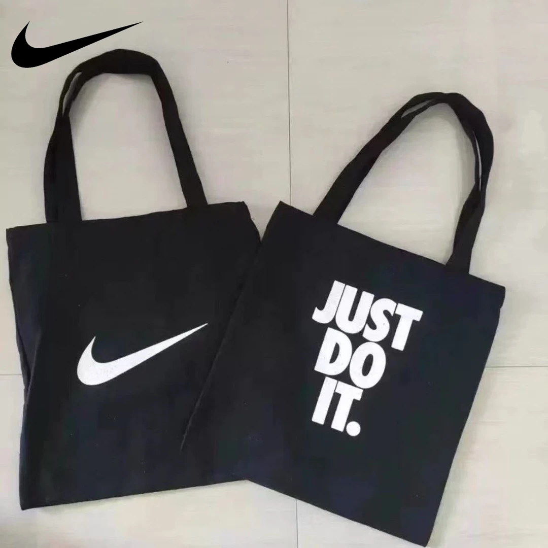 【热门爆款】NIKE耐克斜跨黑色手提包黑白简约ins帆布袋托特单肩包