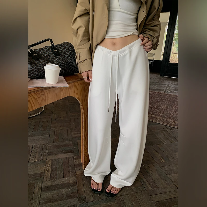 十三粥私服 懒漫 休闲百搭柔软舒适中低腰长裤女通勤实穿宽松遮肉