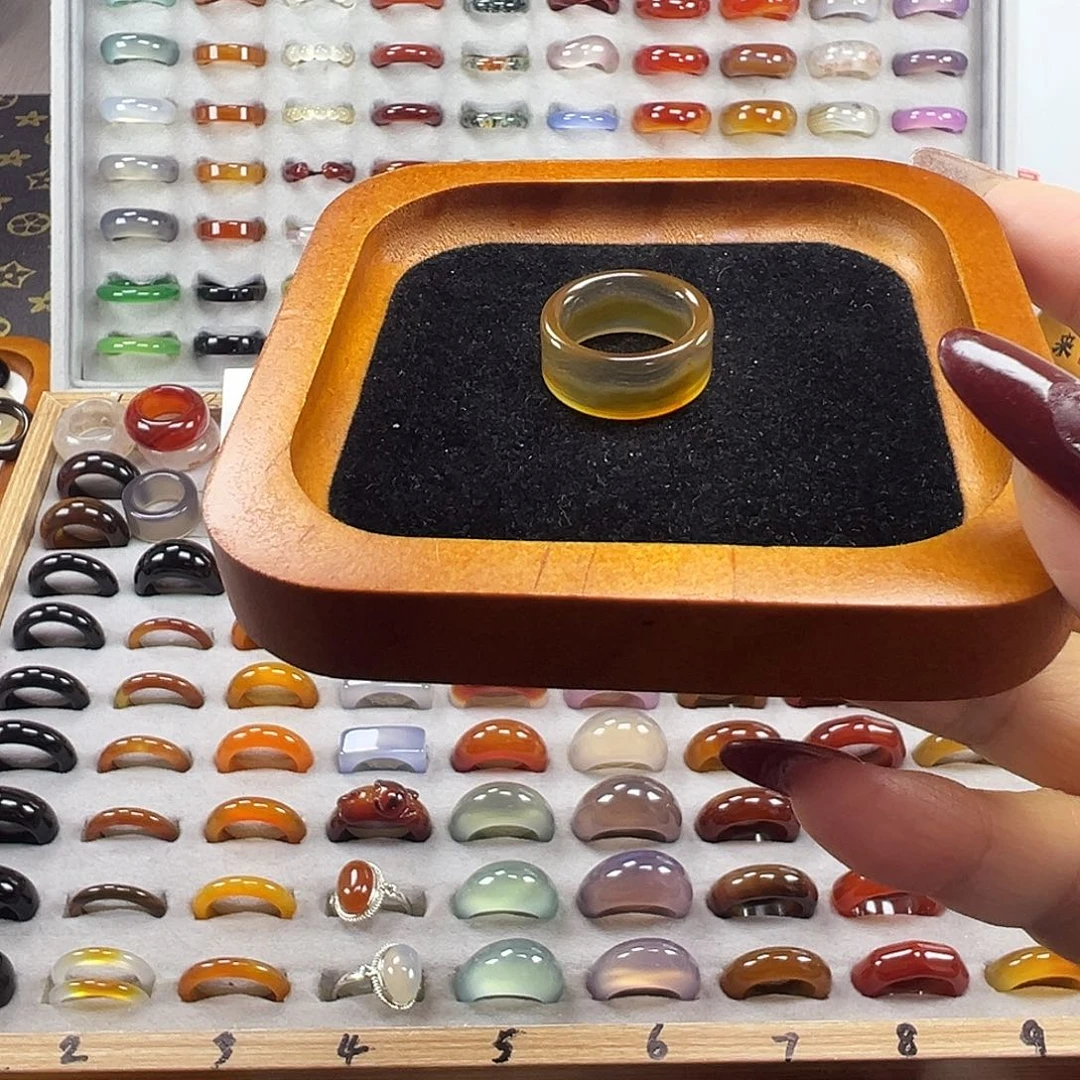 玛瑙/玉髓未镶嵌戒指A4不退换17港15福利