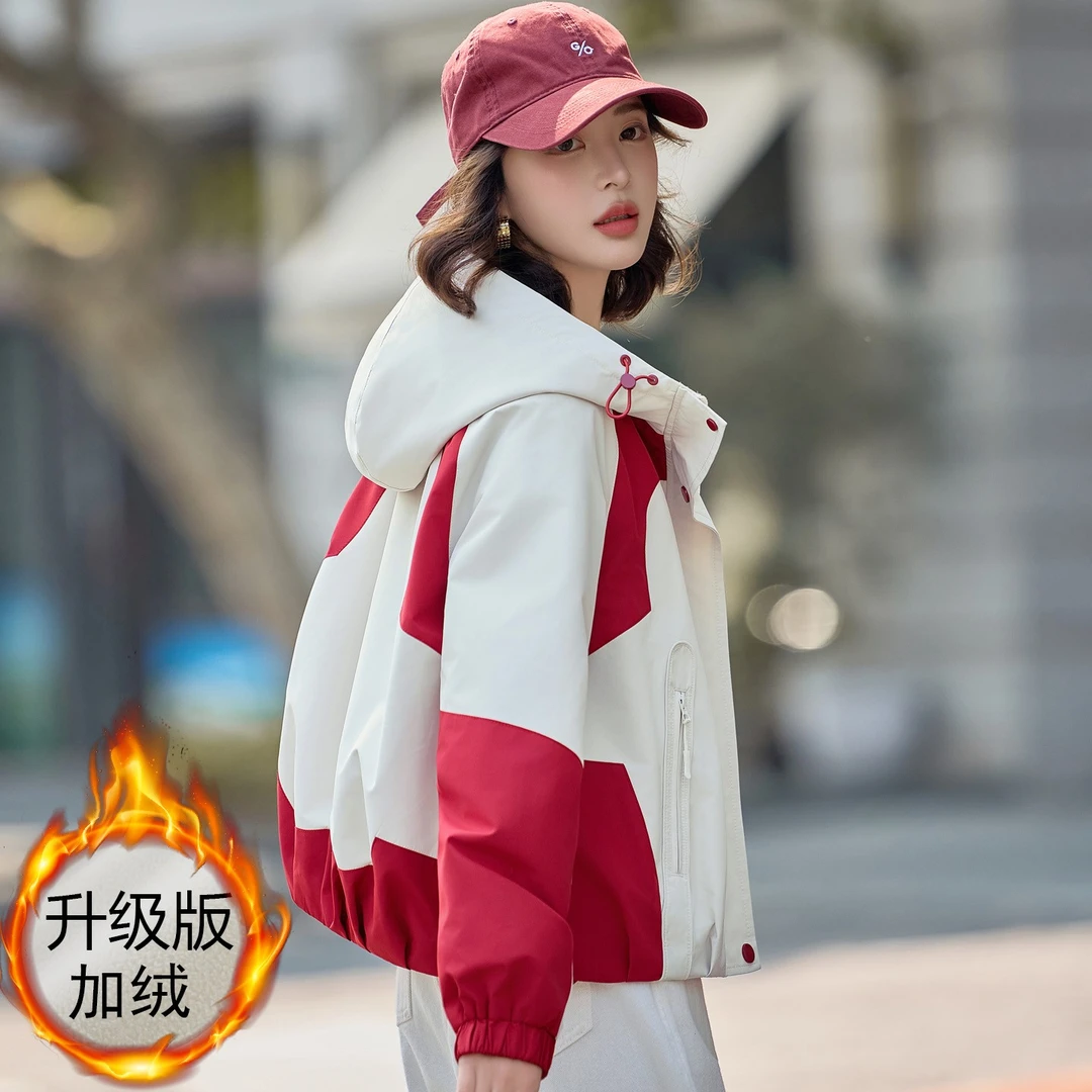 加绒加厚派克服女款2025秋冬季新款今年流行爆款巨好看棉服冲锋衣