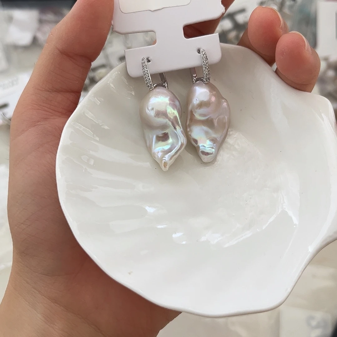 合金淡水珍珠耳饰