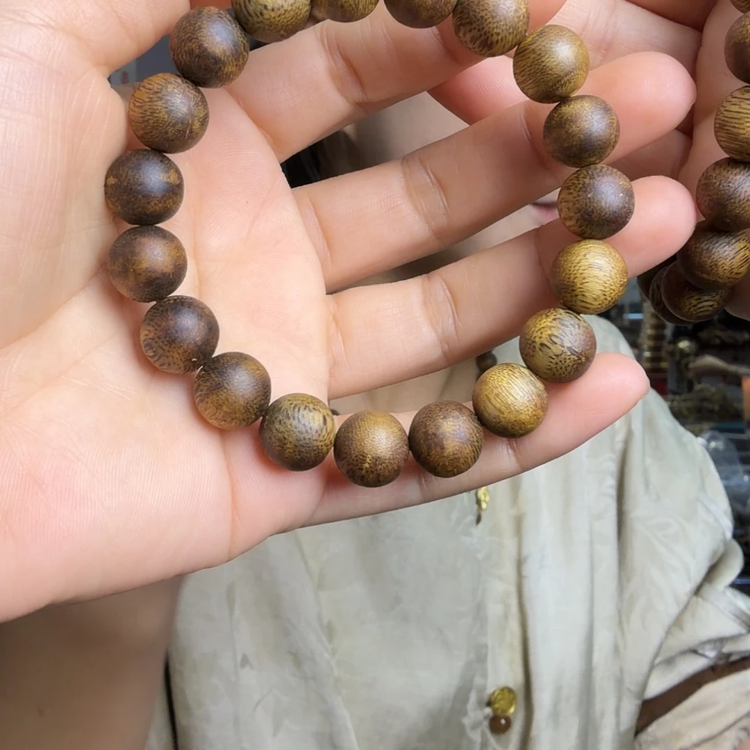 沉香手串海南老白奇金丝黄红油圆珠单圈一条1.0mm