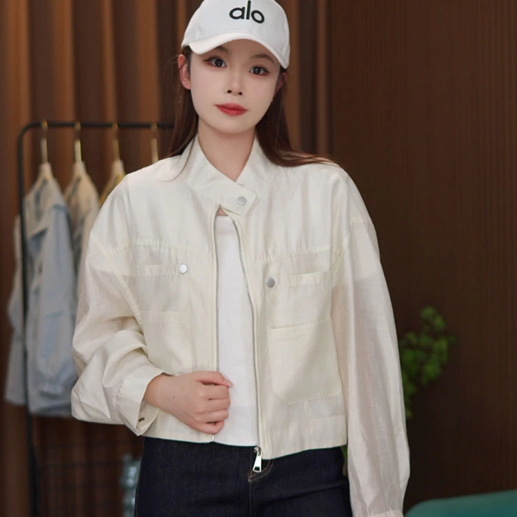 韩版长袖防晒外套女2025夏季新款宽松立领森系街头风休闲时尚上衣