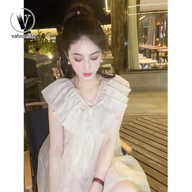 VALVOELITE法式V领约会连衣裙新款女夏高秋季法式女款V领连衣裙