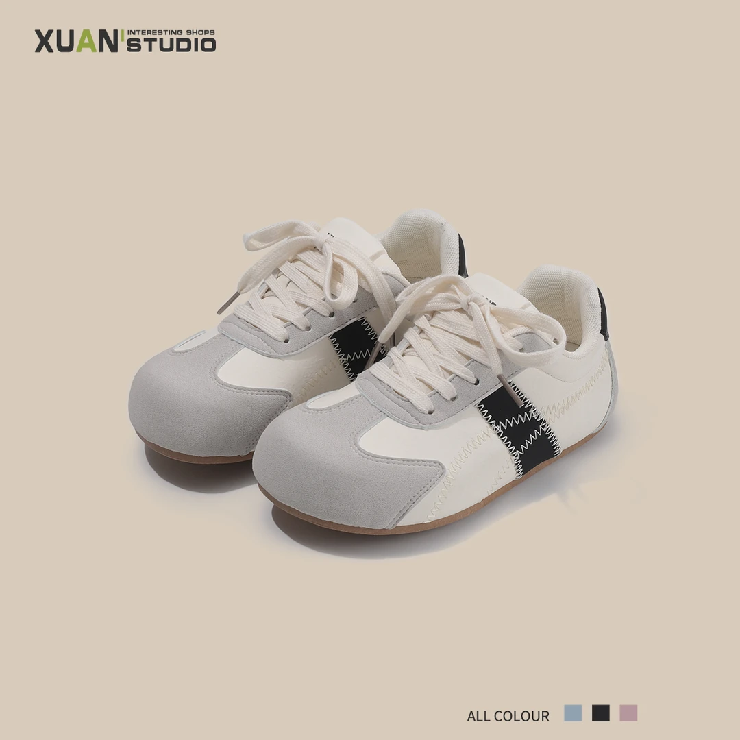 奶呼呼日系泡芙鞋2025夏季新款复古小众百搭德训鞋学生韩版休闲鞋