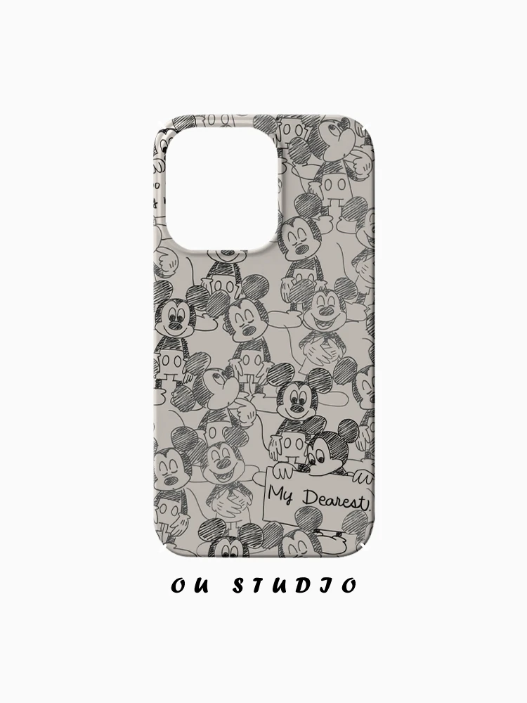 OU创意绘画米奇适用苹果16pm手机壳iPhone15新款菲林硬壳网红男女