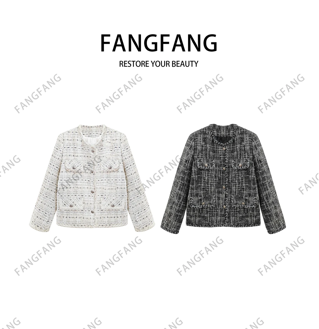 F.F女士短款气质休闲法式冬季90白鸭绒小香风羽绒服65651