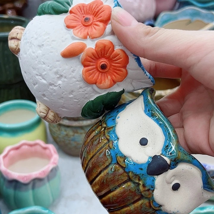 多肉绿植陶瓷花盆9.9包邮，有孔