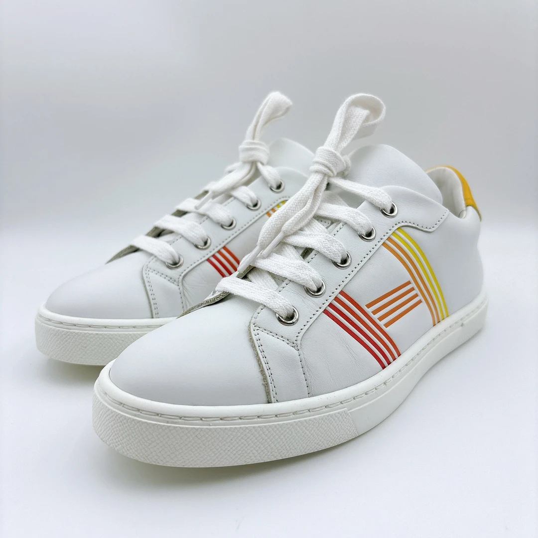 95新 Hermes/爱马仕 35码/经典款H印花小白鞋/BM00441