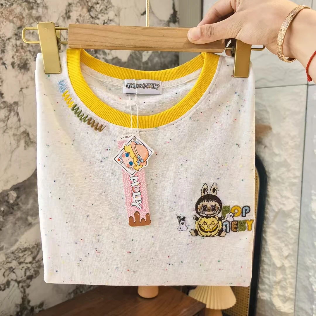 韩国首批订单 雨露麻系列 布布彩点刺绣短袖  2270