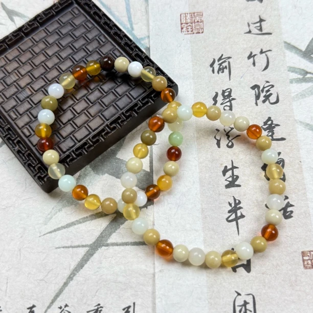 ZH66欧泊多宝手串6mm+多样性发其一