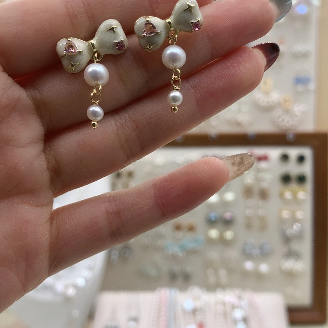 淡水珍珠耳饰银S925镶嵌