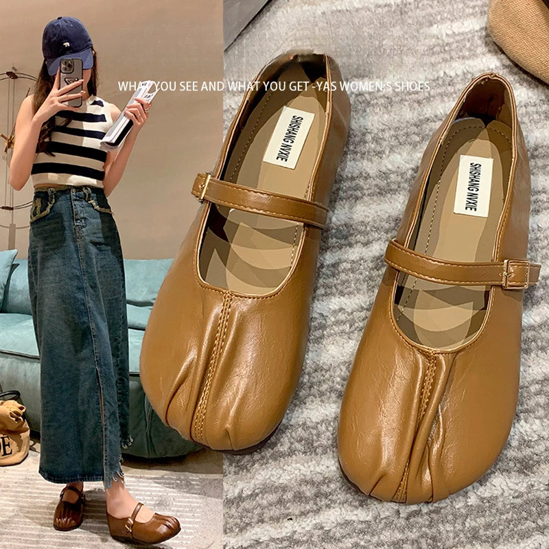 单鞋春季女2025新款不累脚软底奶奶瓢鞋平底玛丽珍皮鞋春秋豆豆鞋