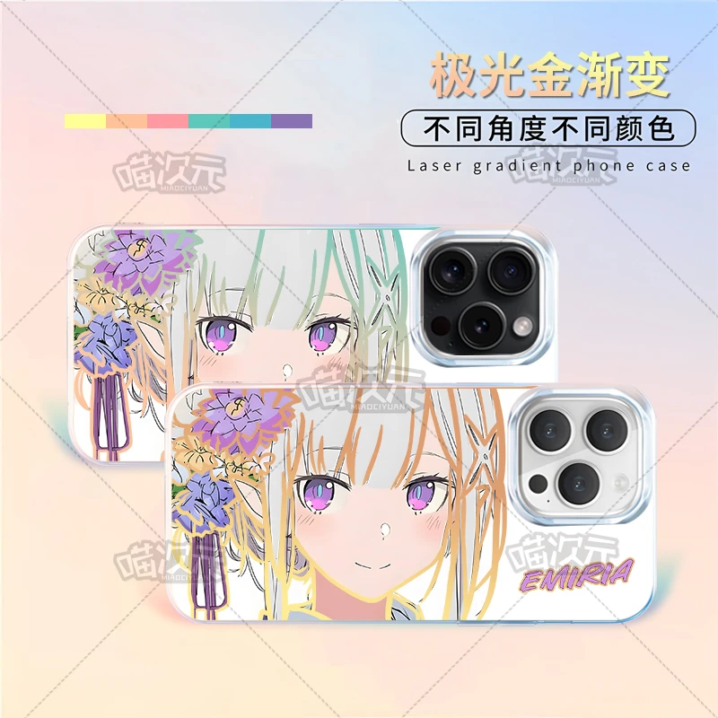 爱蜜莉雅适用苹果华为vivo一加oppoiPhone小米二次元极光金手机壳