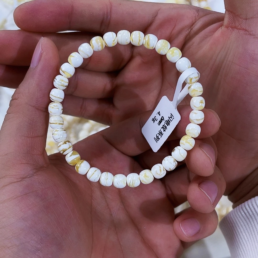 财***女琥珀未镶嵌手链金漆白金线