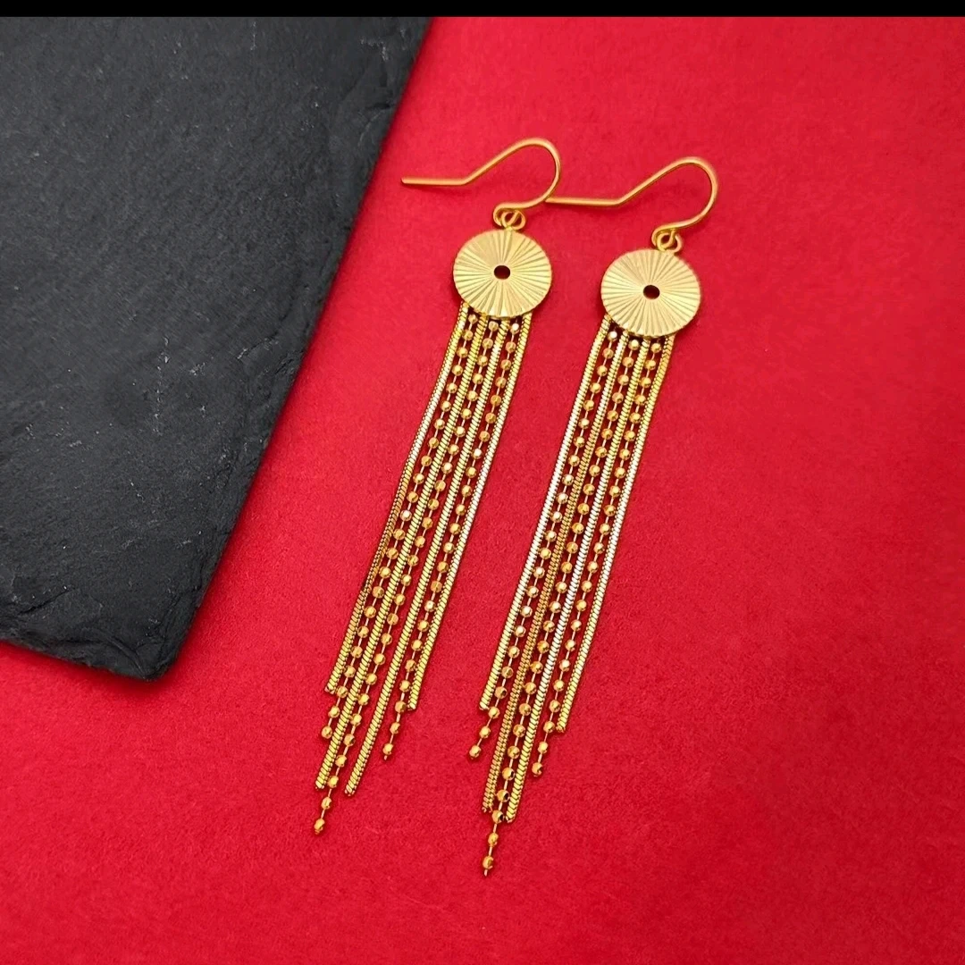 铜合金耳饰 时尚气质耳吊耳环七线流苏耳钩款长款流苏