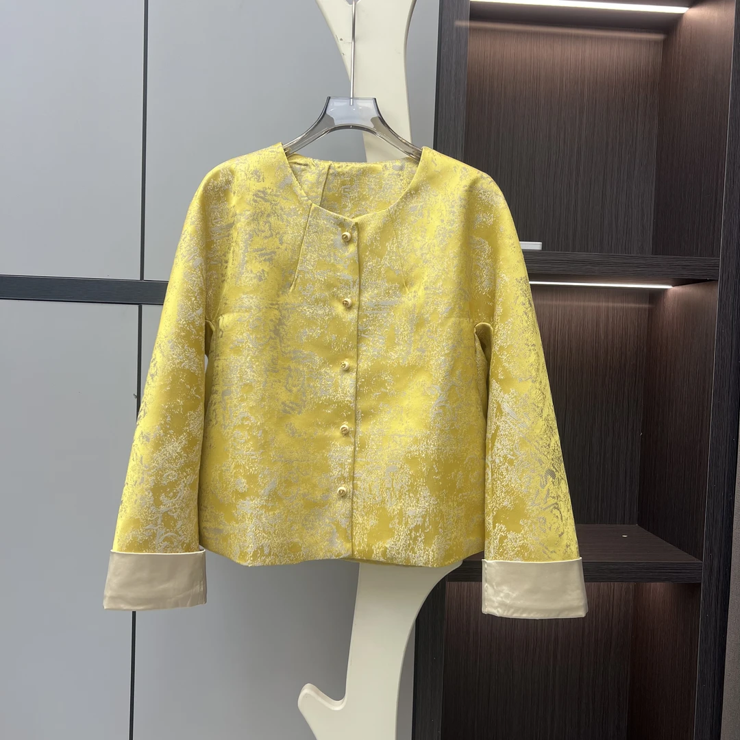 【江南丝府】春季新款 新中式贵气重工立体提花立领早春外套