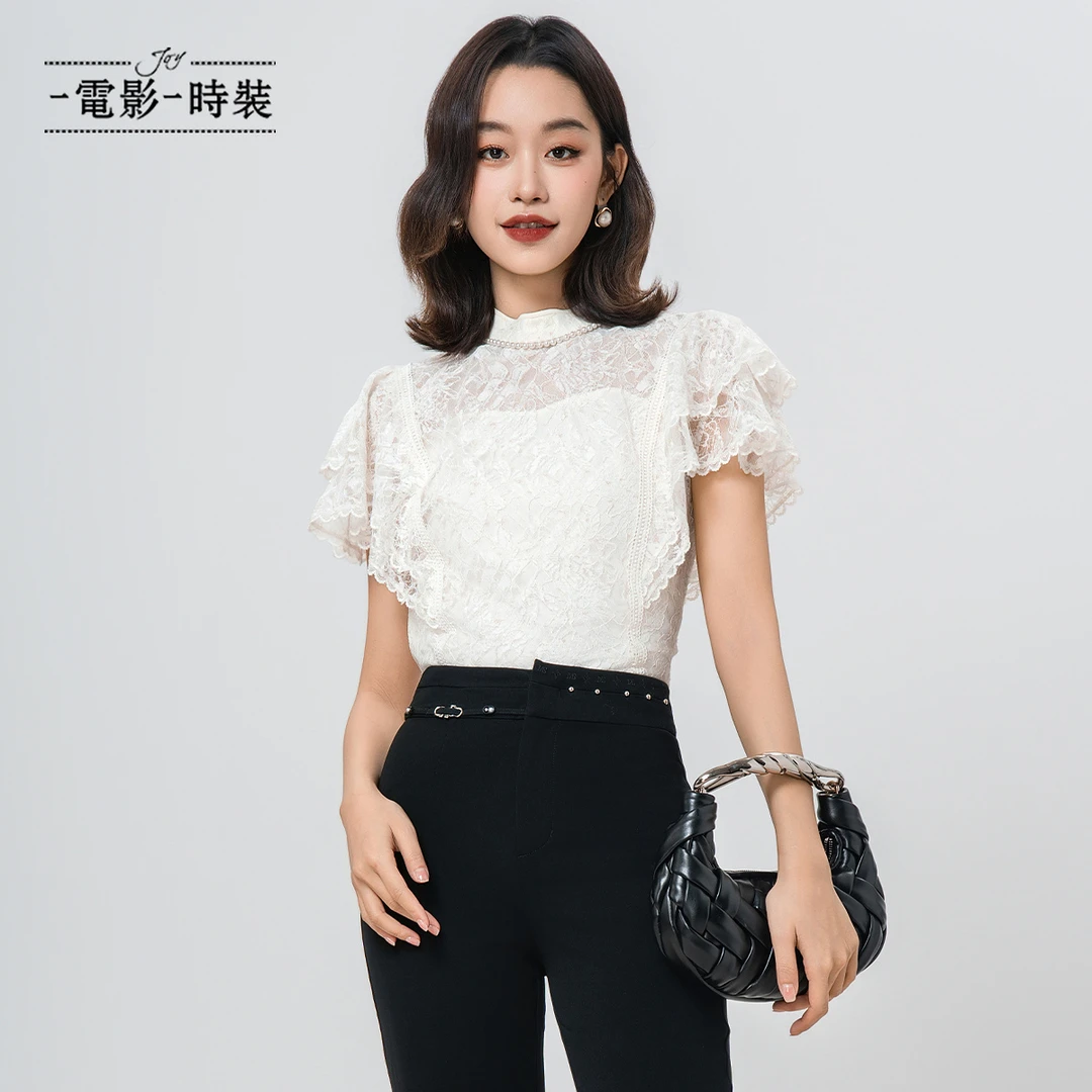 【许半夏推荐】一电影一时装法式浪漫蕾丝荷叶袖小衫上衣FFLT123291