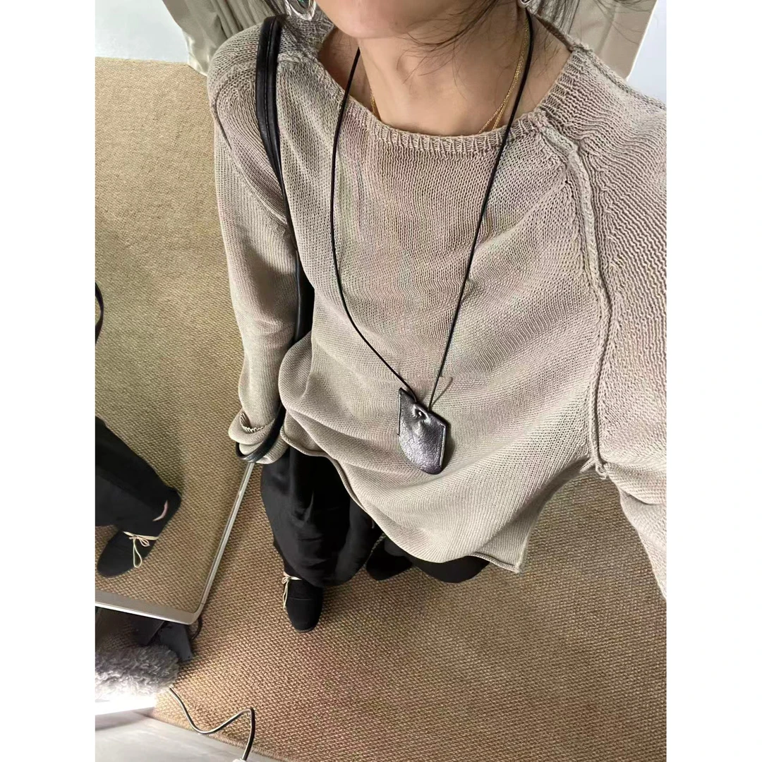 纸片人针织衫！百搭宽松修身不贴身莱赛尔亚麻显瘦长款慵懒毛衣