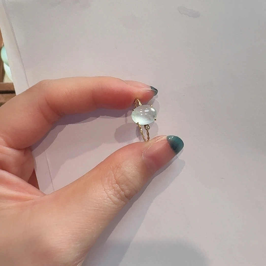 翡翠18K金镶嵌戒指翡翠戒指mq