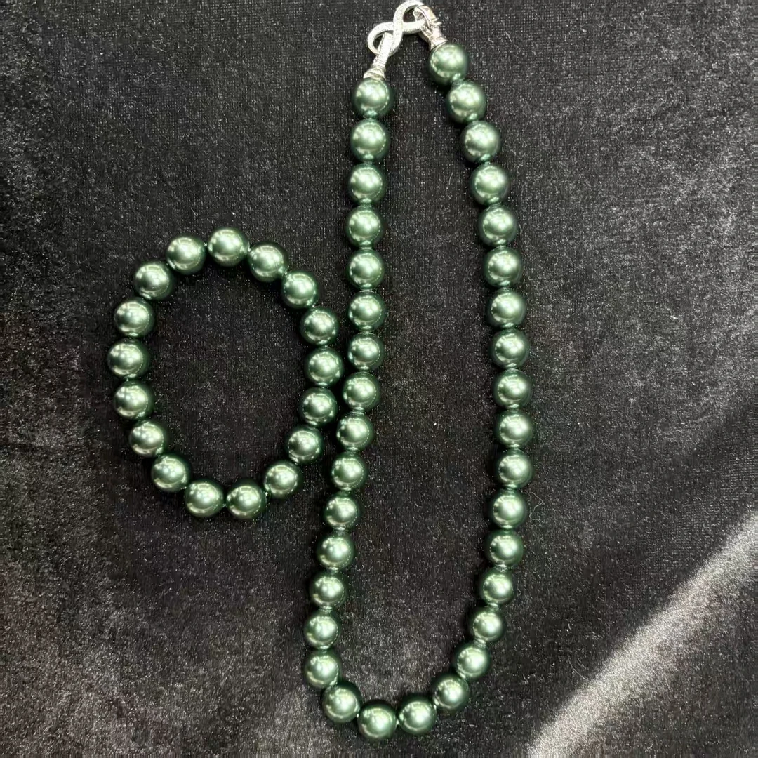 【周总甄选】 芒寒色正珠珠项链手串套装HM10672