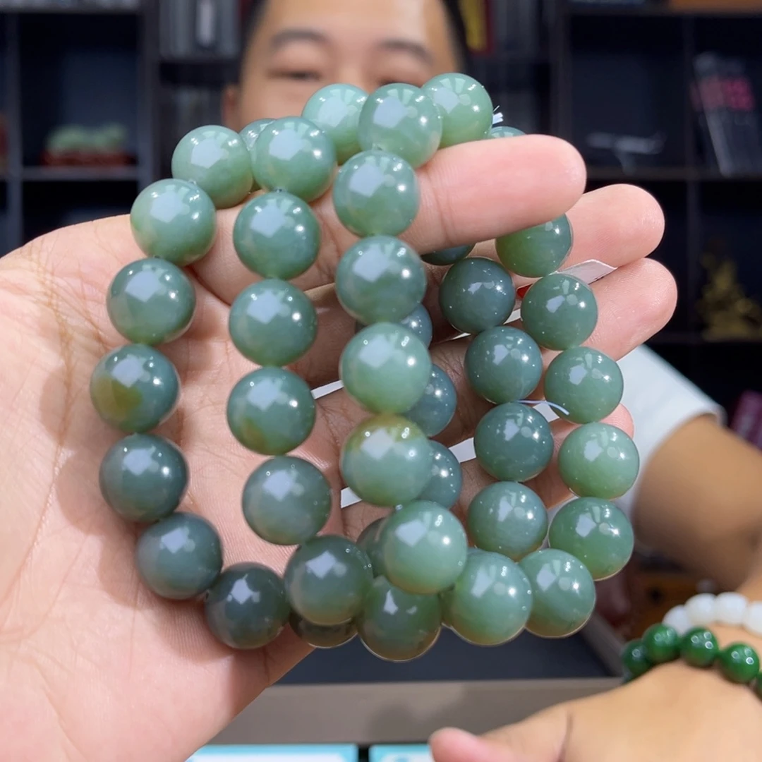 未镶嵌手串和田玉纯天然14年新疆且末料正蓝卡14多样性发其一