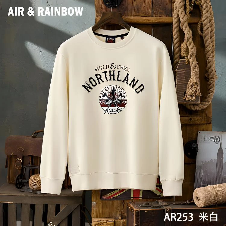 【360毛圈棉】简约男士复古圆领套头字母印花毛圈秋季卫衣 AR253