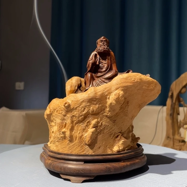 荔枝木达摩香炉摆件