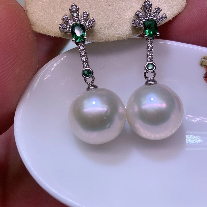 银S925镶嵌耳饰淡水珍珠