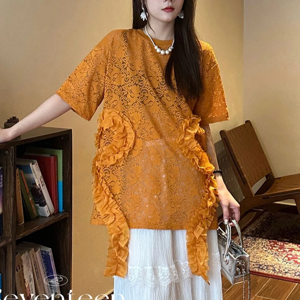 KIKI严选：62225-YFX家欧货南油夏季小众重工百搭气质T恤