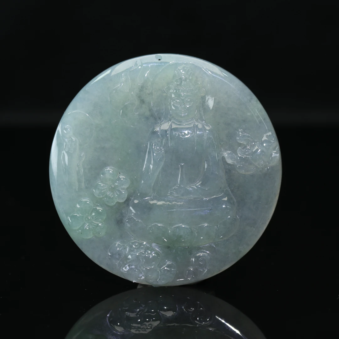 8天然缅甸翡翠A货观音牌/300299/北京中保拍卖