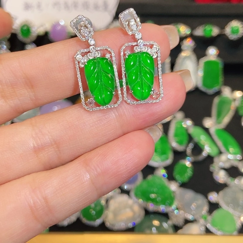 【闪购商品】翡翠18K金镶嵌耳饰天然翡翠