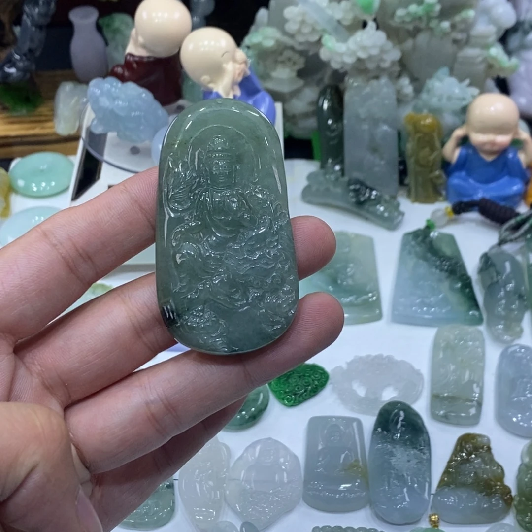 翡翠未镶嵌吊坠(不含链)文殊菩萨