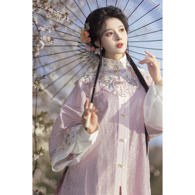 静还决 涧花轻 原创明制汉服套装粉色新款新中式日常