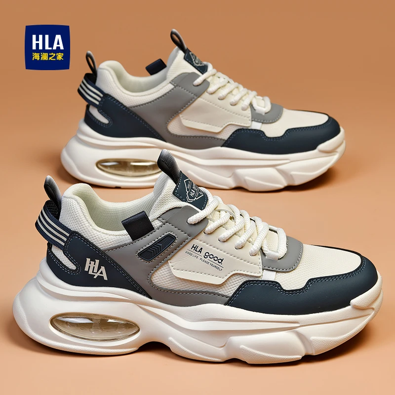 海澜之家男鞋2025夏季男士休闲运动鞋厚底增高低帮网面跑步鞋男款