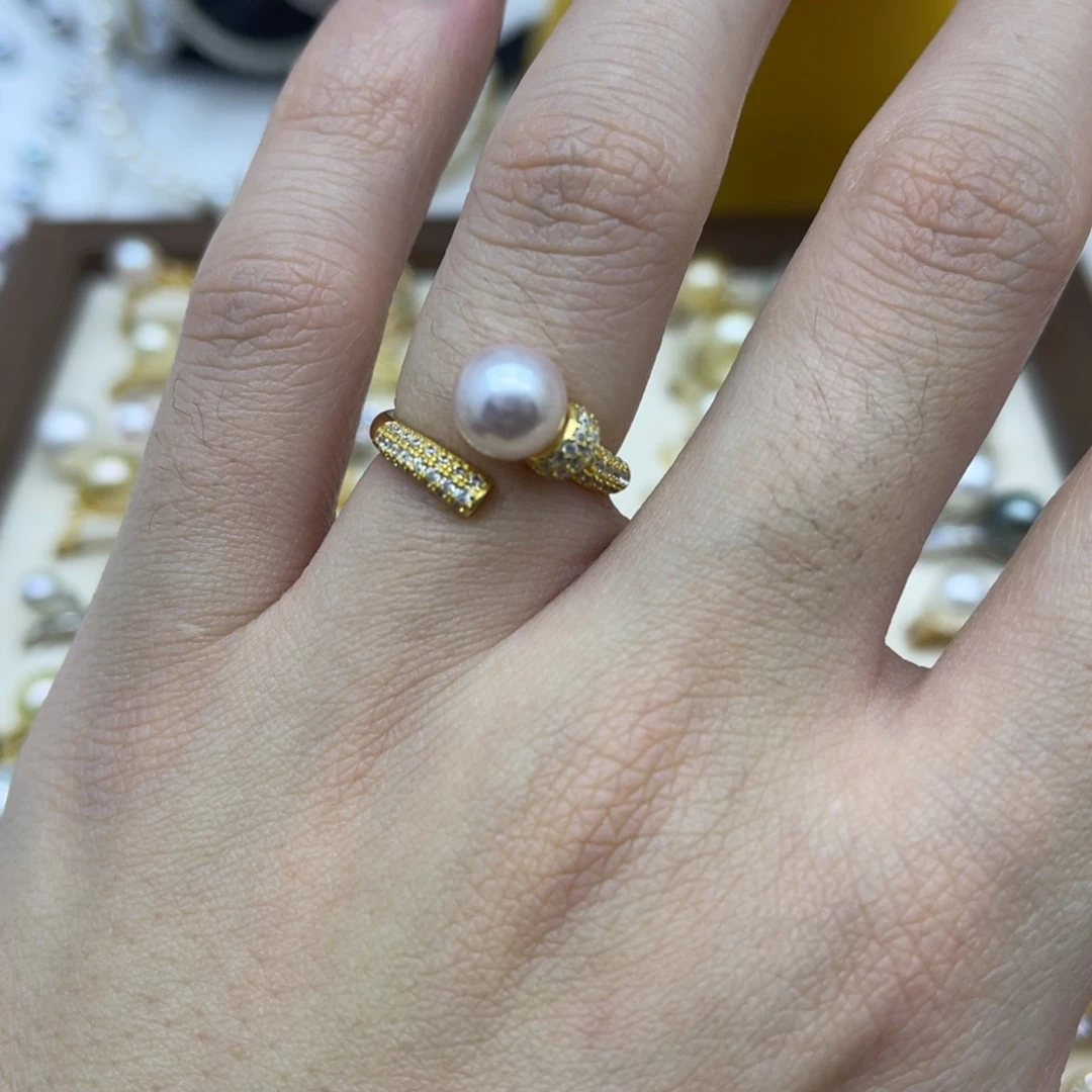 海水珍珠戒指银S925镶嵌