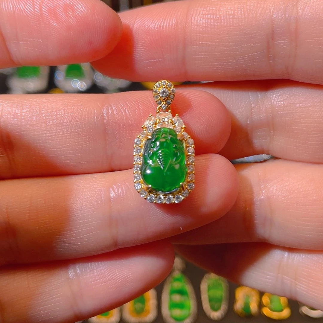 翡翠银S925镶嵌吊坠(不含链)