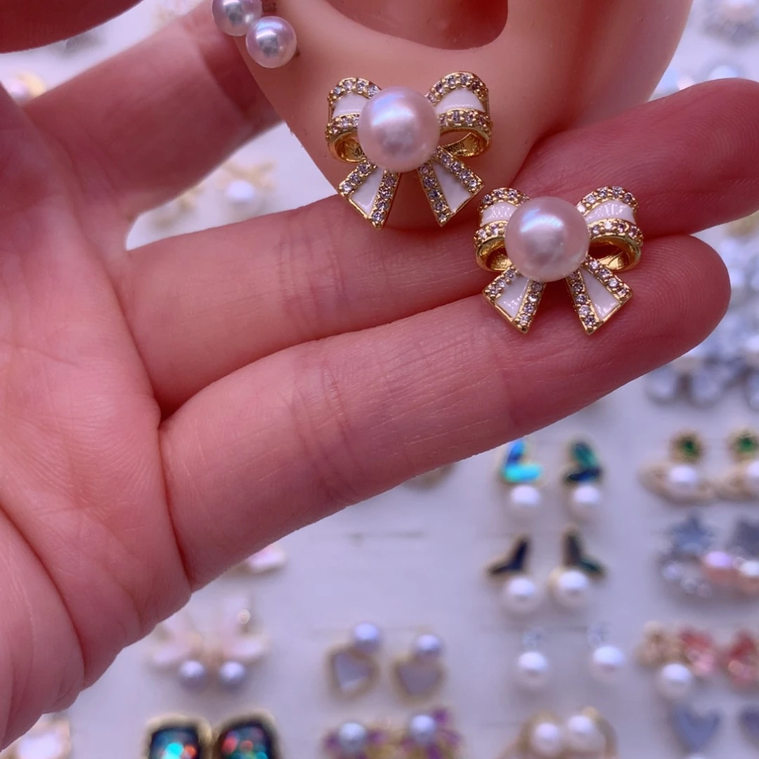 合金淡水珍珠耳饰