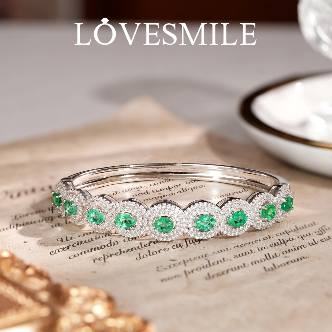 love smileS925银祖母绿手镯豪华大气时尚精美高贵